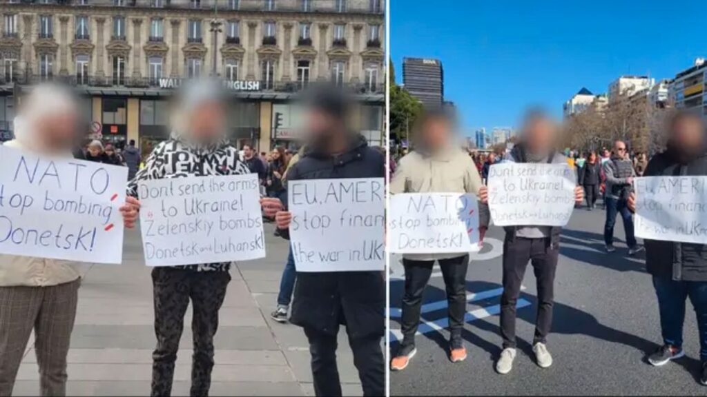 протестующие в Мадриде и Париже
